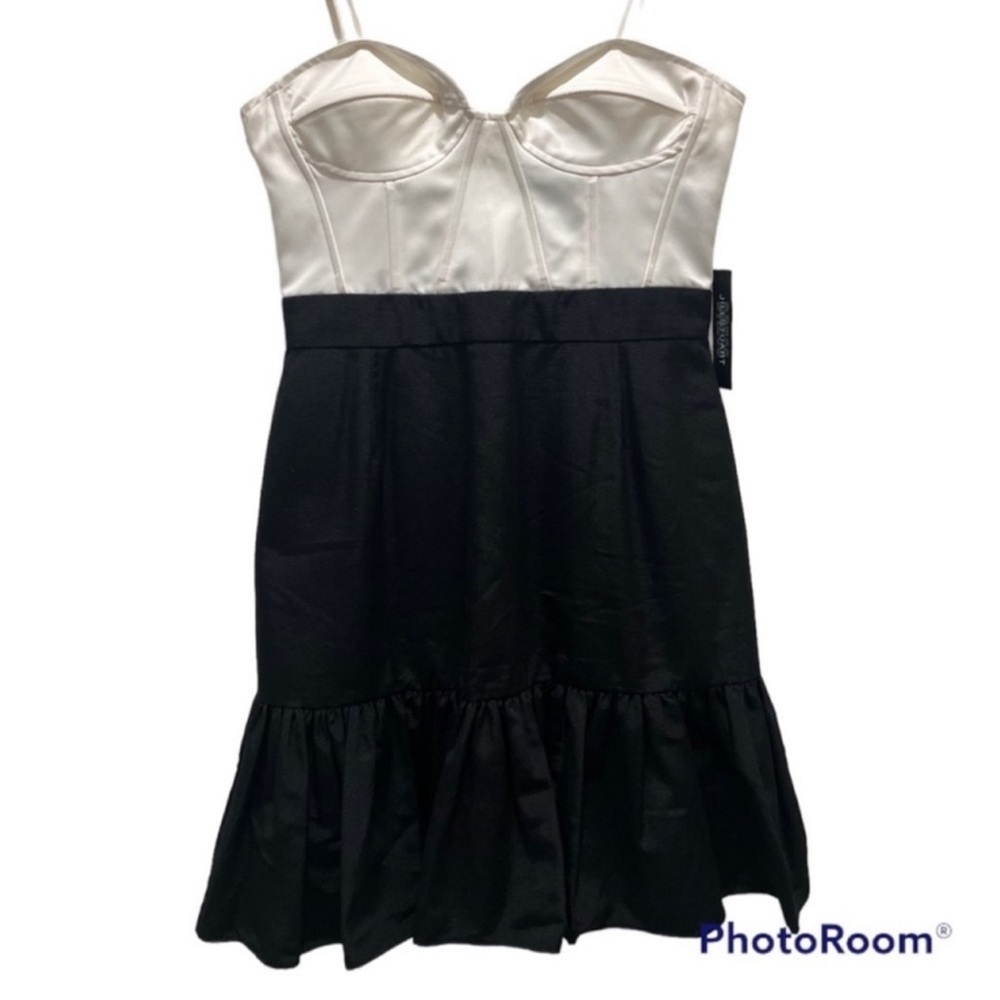 Vintage Y2K Jill Stuart Black White Tuxedo Strapless Bustier Corset Slip Dress - Picture 6 of 10